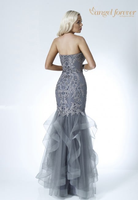 Angel Forever Gunmetal Fishtail / Mermaid Evening Gown with Sweetheart Neckline